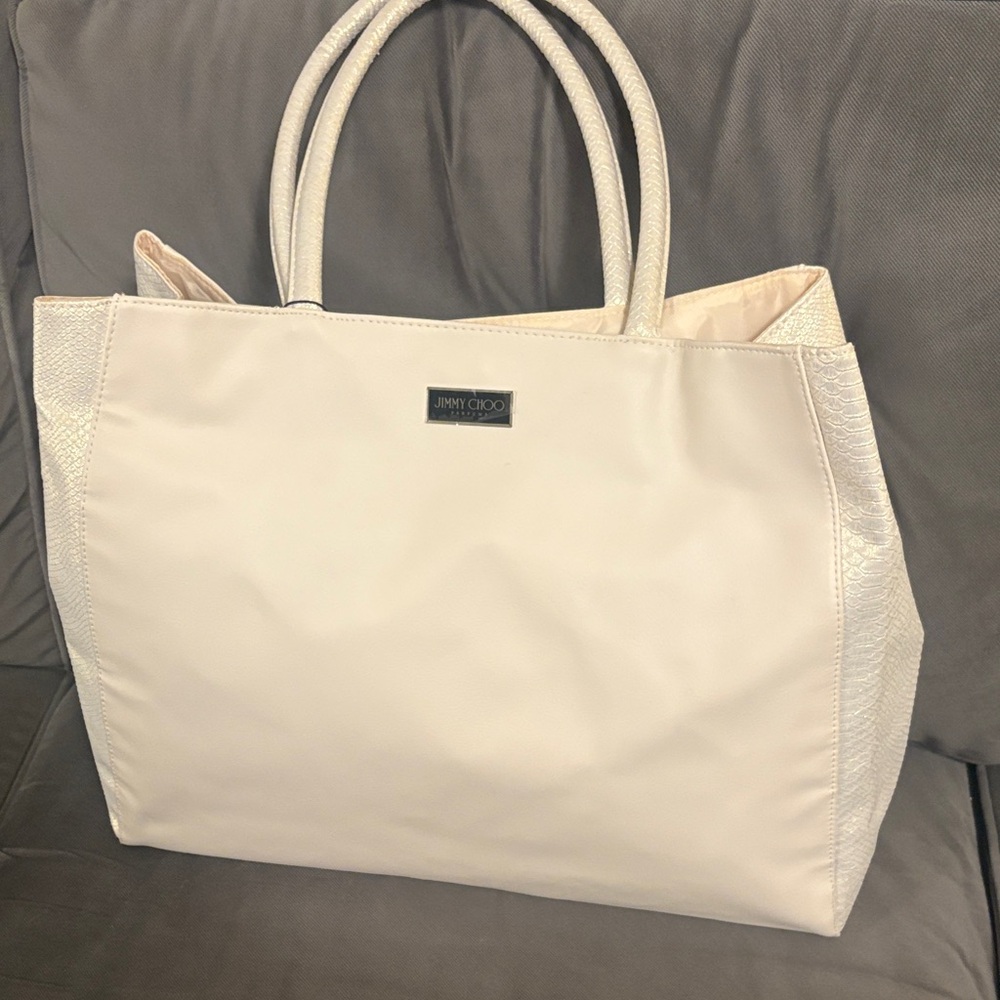 Jimmy Choo Off-White Tote Bag